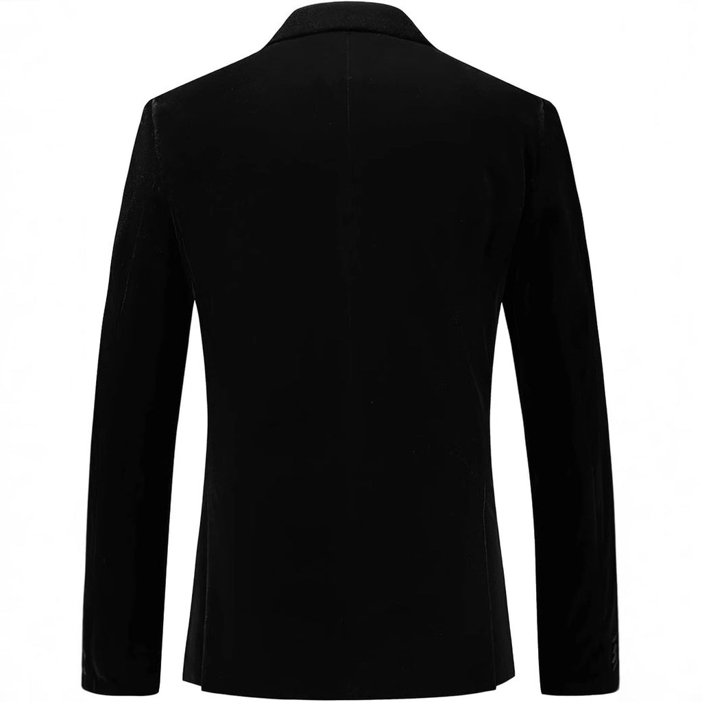 Men's Velvet Lapel Single-Buckle Suit Jacket
