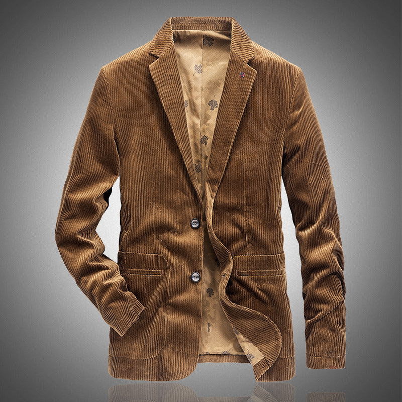 New Arrival Corduroy Retro Casual Mens Solid-Colored Suit Jacket