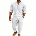 High-street Striped Henley Shirt Jogger Pants