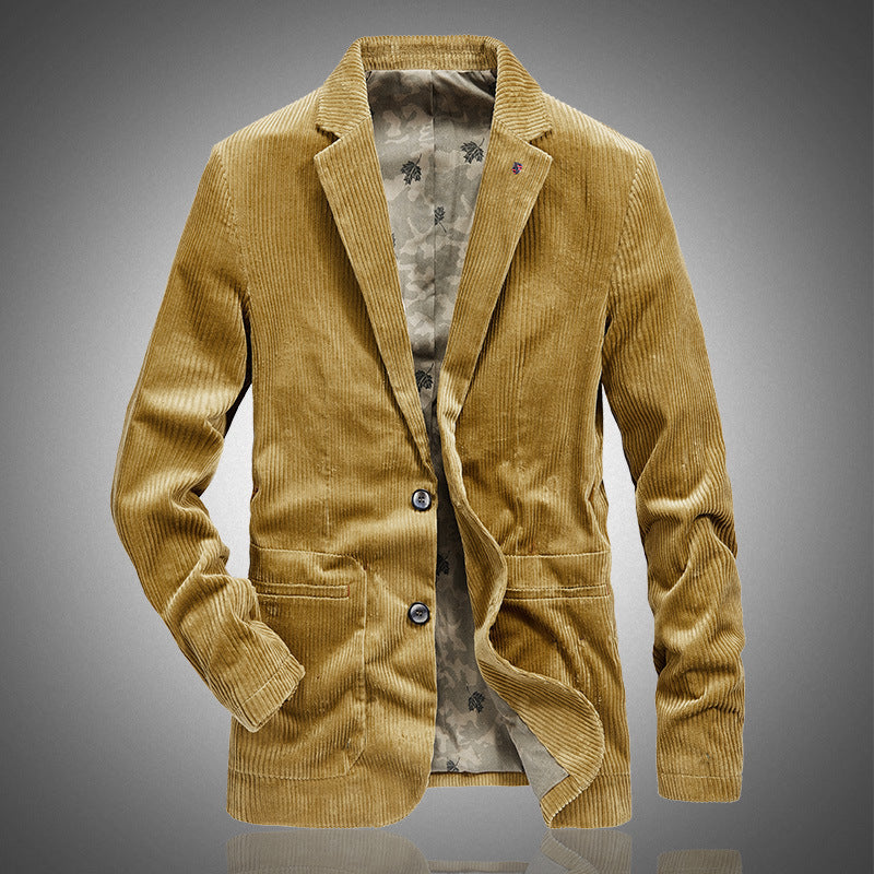 New Arrival Corduroy Retro Casual Mens Solid-Colored Suit Jacket