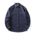 Simple Versatile Plus-Size Raw-Color Denim Shirt For Men