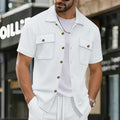 Waffle-Weave Mens Casual Short-Sleeve T-Shirt Jacket